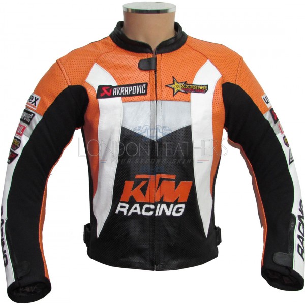 KTM Racing Leather Perforated Motorcycle Biker Jacket